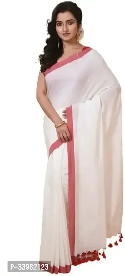 Stylist Cotton Blend Saree Without Blouse Piece For Women-thumb0