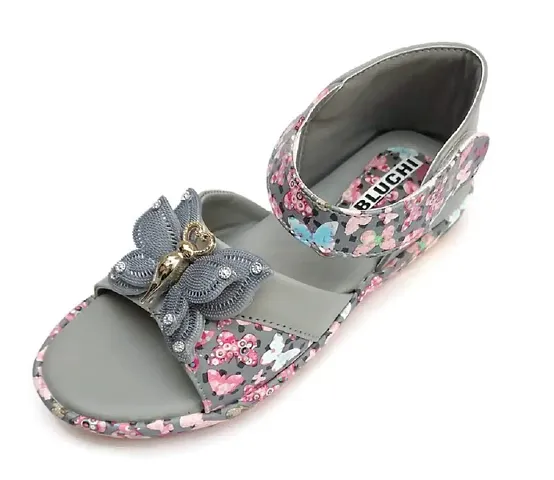 BLUCHI Girls Butterfly Sandals (GREY, 4_years)