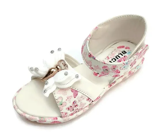 BLUCHI Girls Kids Comfortable Butterfly Fashion Sandals (WHITE, numeric_13)