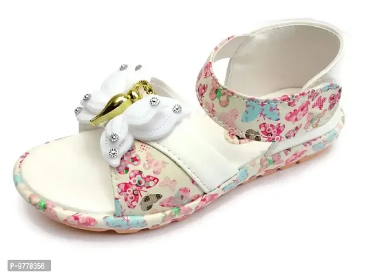 NEW AMERICAN Girls Pink White Beautiful Sandals (White, numeric_4)