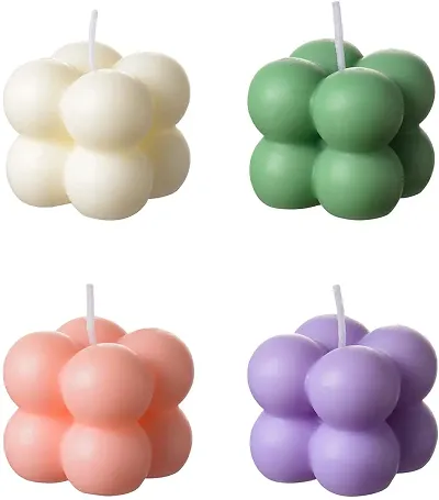 Sapi'S Scented Mini Bubble Candle - 4 Colors Cute Cube Soy Wax Candles, Home Decor Candle, Scented Candle Set 4 Pieces, Home Use and Gifting | Valentines | Scented Bedroom Candles (4)