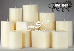 Sapi'S Designer Smooth Scented Pure Wax Pillar Candle Pack 2 | Home Decoration Candles | Diwali Candle | Birthday Candle | Valentines Candle | New Year Candle | 45 Hours Burn | Set of 2 (Ivory)-thumb2