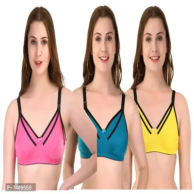 Combo Of 3 Super Soft And Trendy Mother Bra(Pink-Green-Yellow Color)