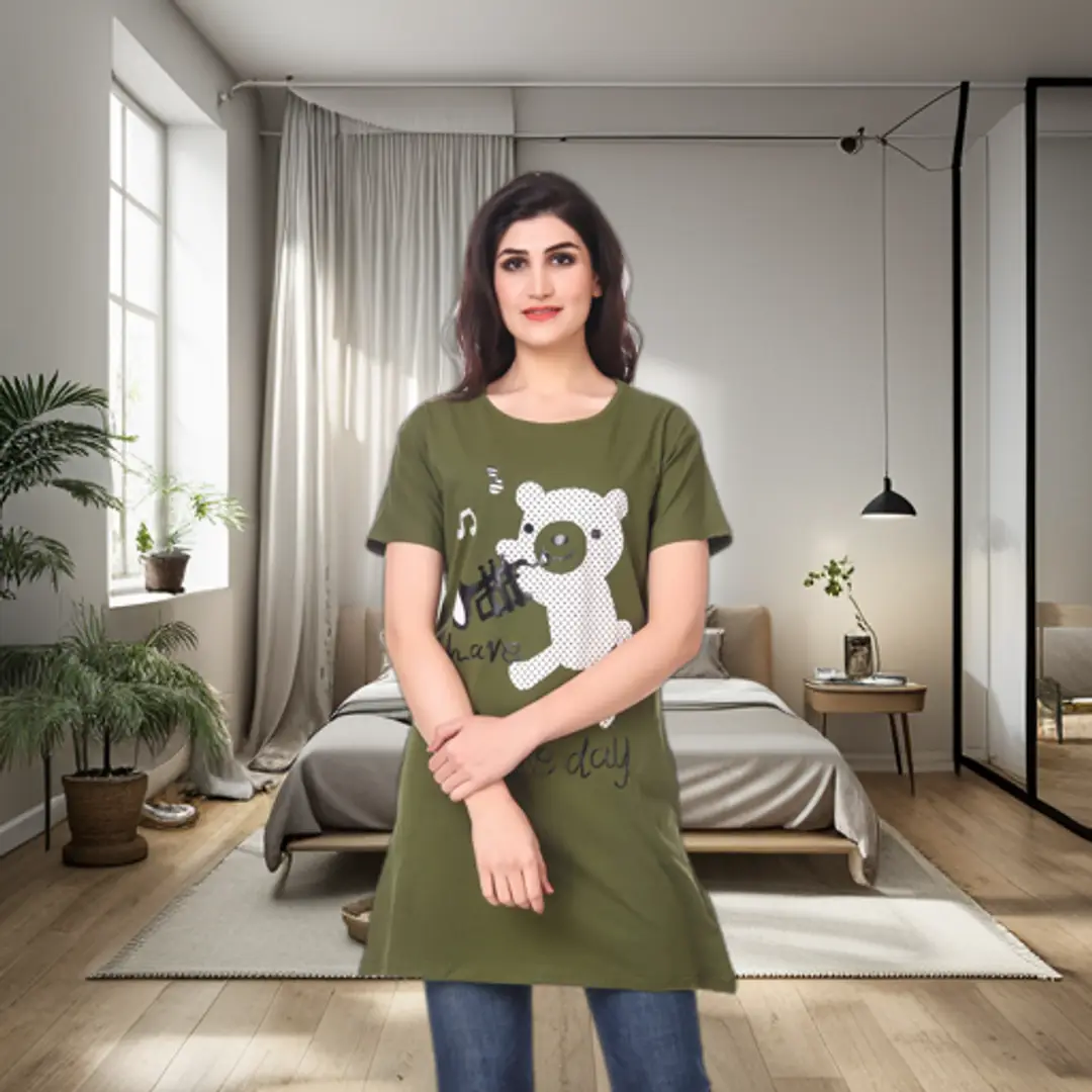 Kanchan World Women's Long Casual T-Shirt Nice Day Print